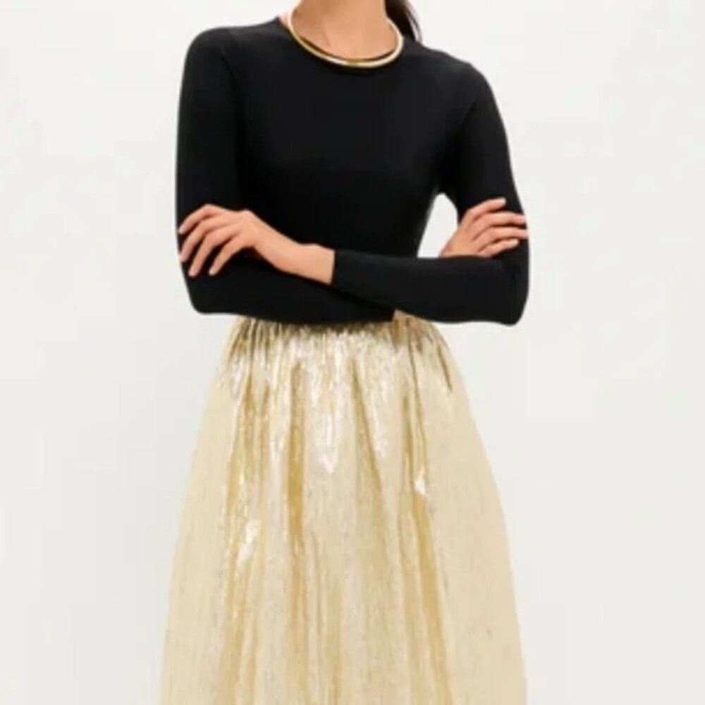 NWOT Hyacinth House Tuckernuck Gold Plisse & Black  Schuyler Maxi Dress XL